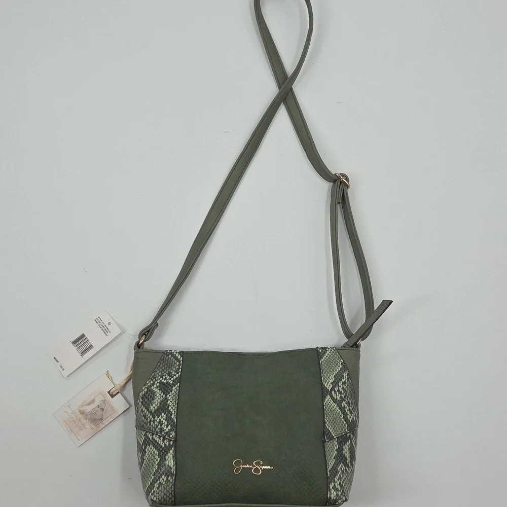 Jessica Simpson Olive Crossbody Bag with Snakeskin Detail NWT